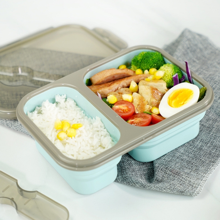 Small pure and fresh and silicone frame bento box folding carton portable food preservation box sealing leak proof against the changing